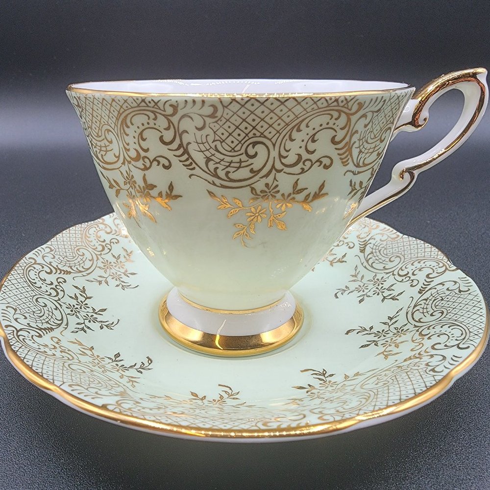 Vintage Royal Standard Fine Bone China Coalport Turquoise Tea Cup and Saucer